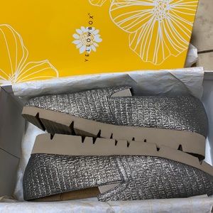 Yellow box metallic loafers. New in box. Never worn.